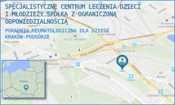 PORADNIA REUMATOLOGICZNA DLA DZIECI - SPECJALISTYCZNE CENTRUM LECZENIA DZIECI I MŁODZIEŻY SPÓŁKA Z OGRANICZONĄ ODPOWIEDZIALNOŚCIĄ - UL. WIELICKA 25, KRAKÓW-PODGÓRZE