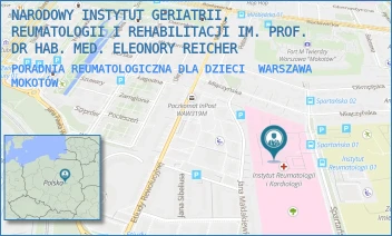 PORADNIA REUMATOLOGICZNA DLA DZIECI - NARODOWY INSTYTUT GERIATRII, REUMATOLOGII I REHABILITACJI IM. PROF. DR HAB. MED. ELEONORY REICHER - SPARTAŃSKA 1,  WARSZAWA MOKOTÓW